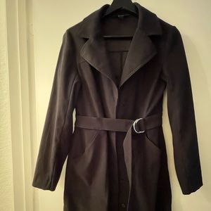 Black trench coat with belt